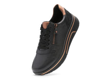 Load image into Gallery viewer, Ara | Sapporo Wide H Fit Lace &amp; Zip Trainers in Black &amp; Bronze | 12.27540.01