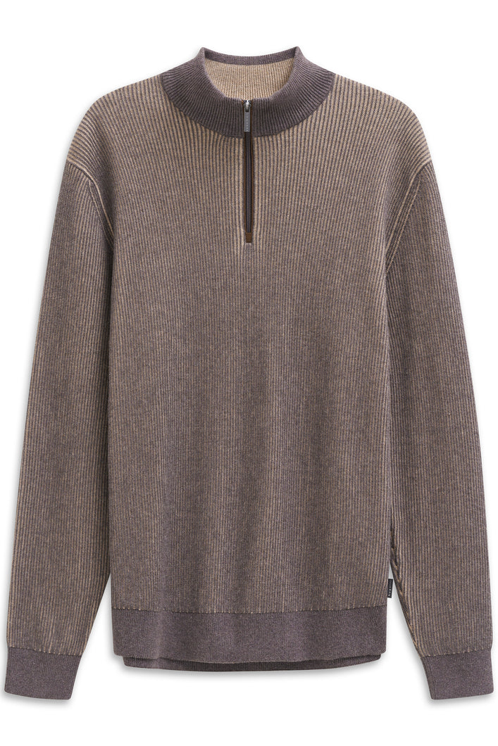 Bugatti Brown Ribbed Zip Knit 7500 85525d 90