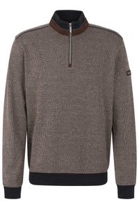 Bugatti | Two Tone Half Zip Knit in Brown | 8550 65060B 80