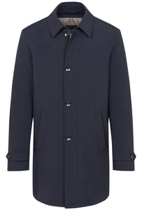 Bugatti | Navy Button & Zip Coat with Fold Down Collar | 939911 99010 390