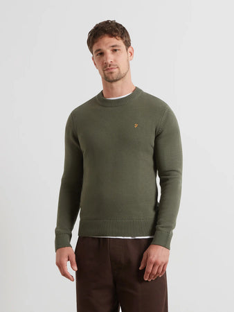 Farah | Shepard Cotton Crew Knit in Rosemary Green | F4GFG000 300