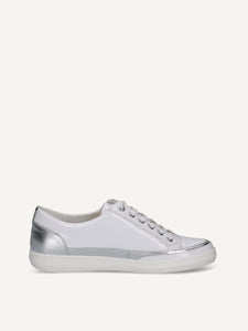 Caprice White Silver Trainers 9-23706