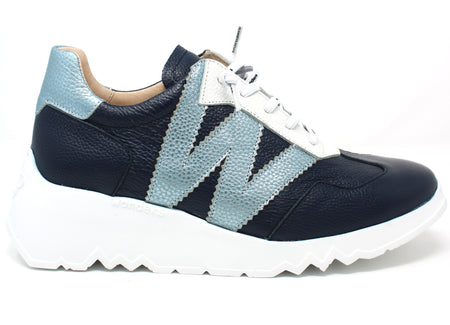 Wonders Navy Wedge Trainers E6770