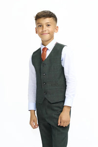 Cavani Caridi Olive Green 3 Piece Boys Suit