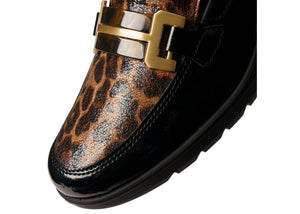 Ara Black Leopard Wedge Wide Shoe 12.50609.11
