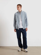 Farah Steen Blue Striped Shirt F4WSG014 401
