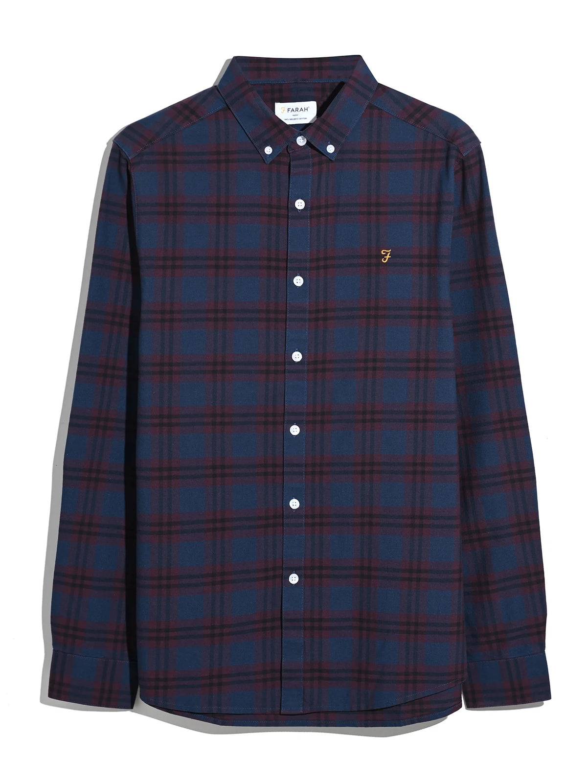 Farah Burgundy Slim Fit Check Shirt F4WFF084 507