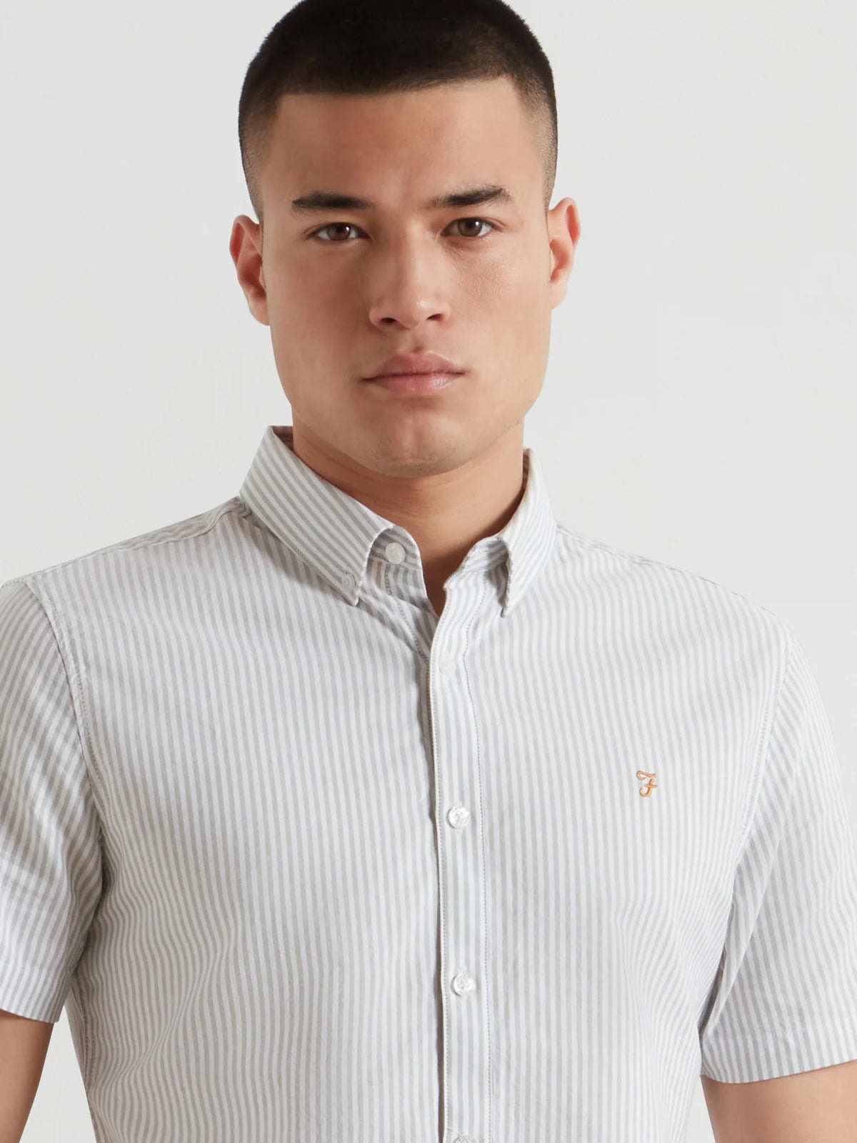 Farah Slim Fit Green Striped Shirt f4wmd006 335