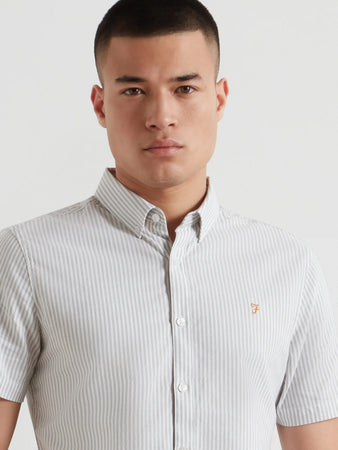 Farah Slim Fit Green Striped Shirt f4wmd006 335