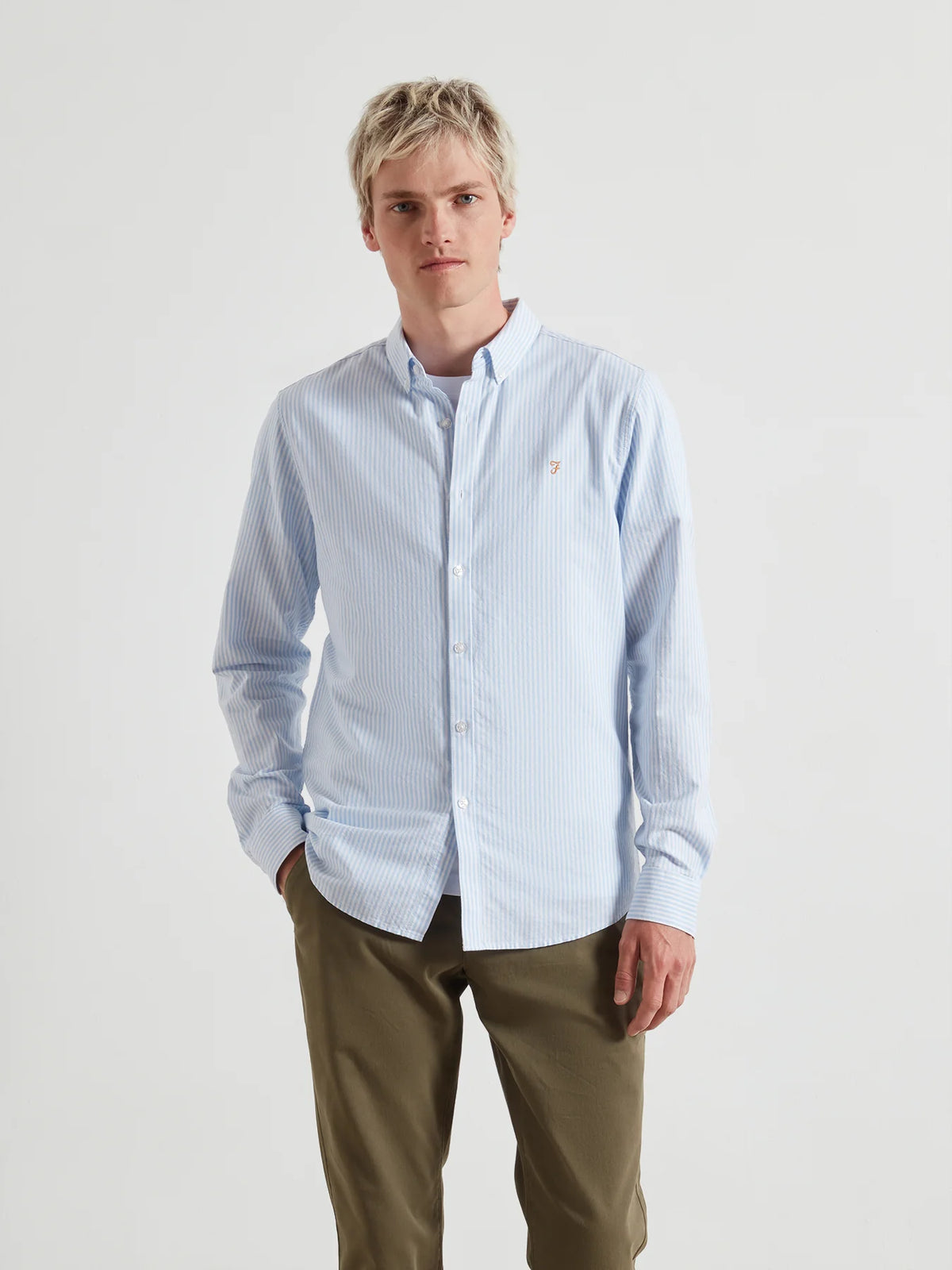 Farah Blue Stripe Slim Fit Shirt F4WSB070 468