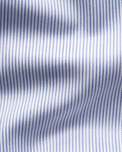 Load image into Gallery viewer, Eton | Fine Blue Stripe Signature Twill Double Cuff Shirt with White Collar in Regular Contemporary Fit | 100014556 27