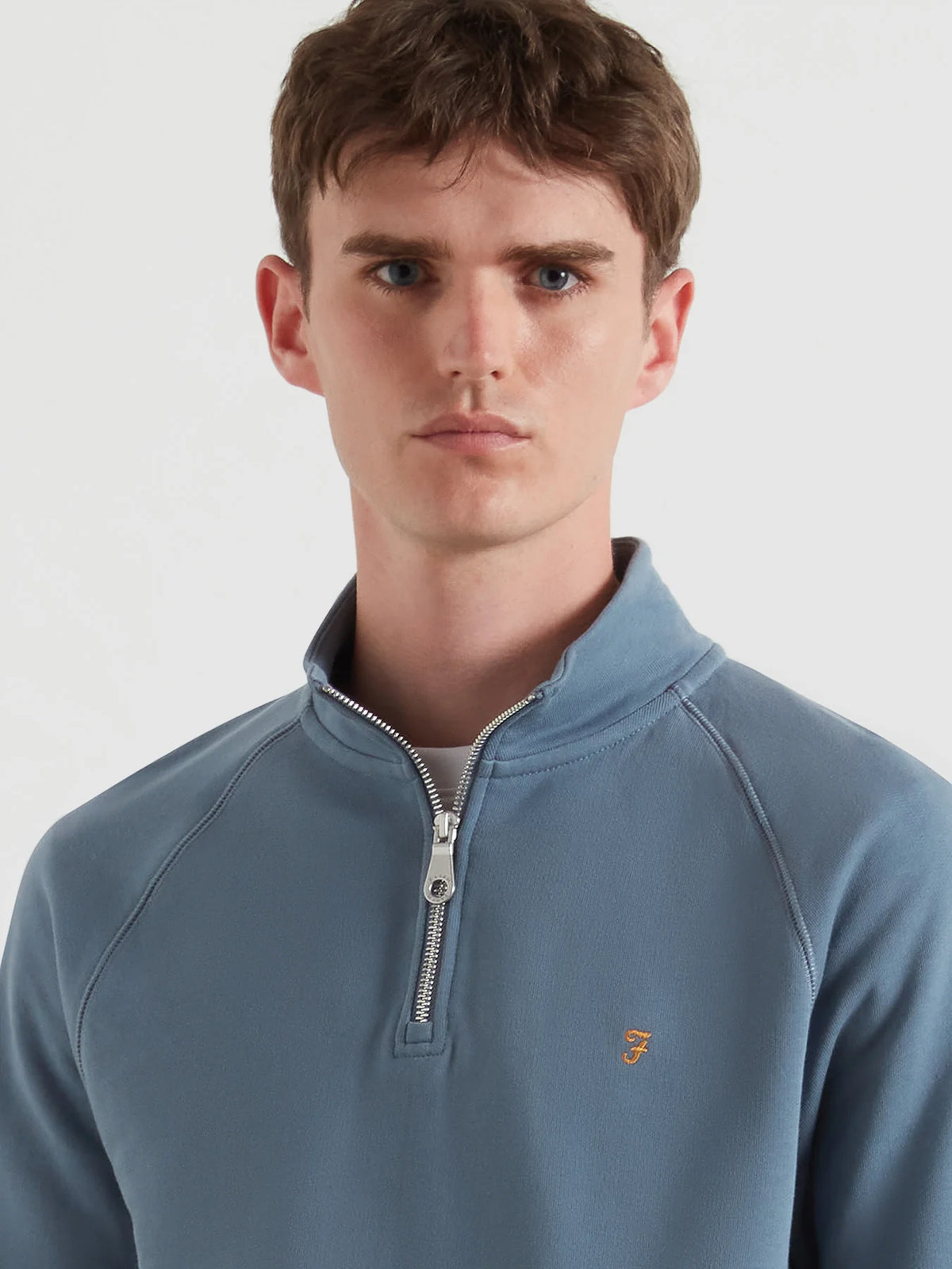 Farah Chalk Blue Zip Sweat f4ksb073 413
