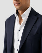 Eton White Shirt with Navy Buttons 1000 14551 00