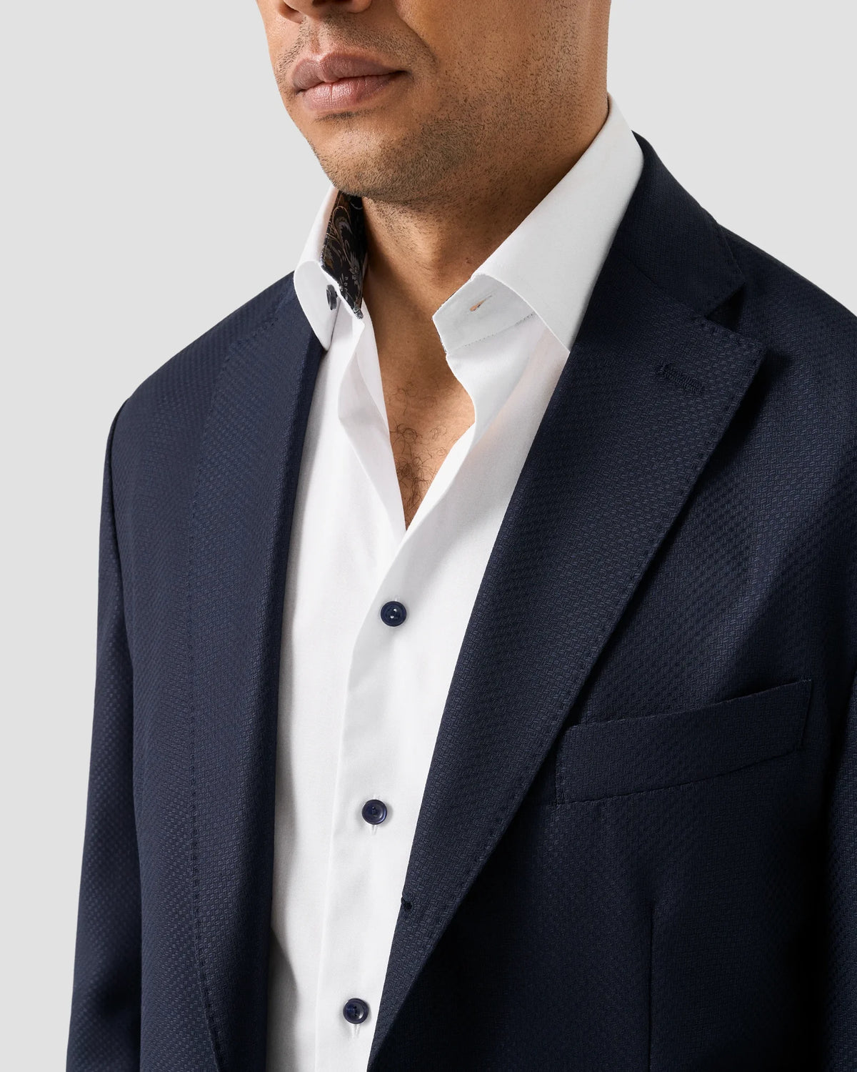 Eton White Shirt with Navy Buttons 1000 14551 00