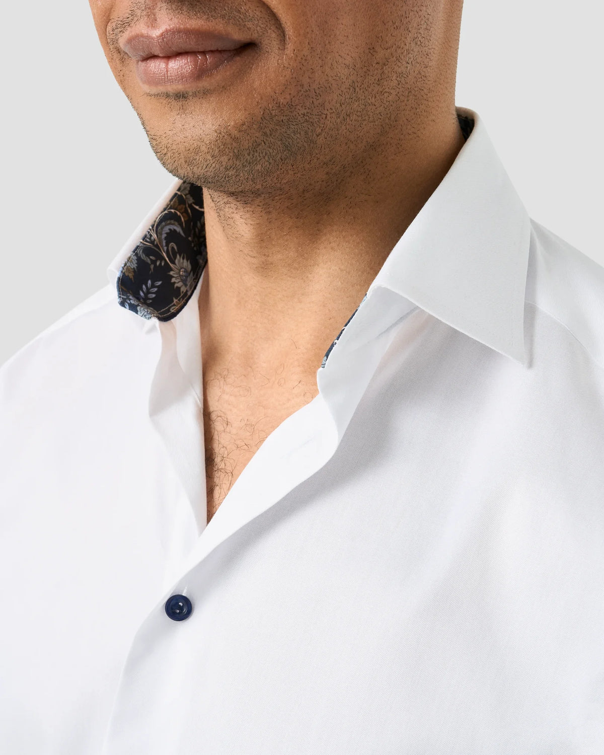 Eton White Shirt with Navy Buttons 1000 14551 00