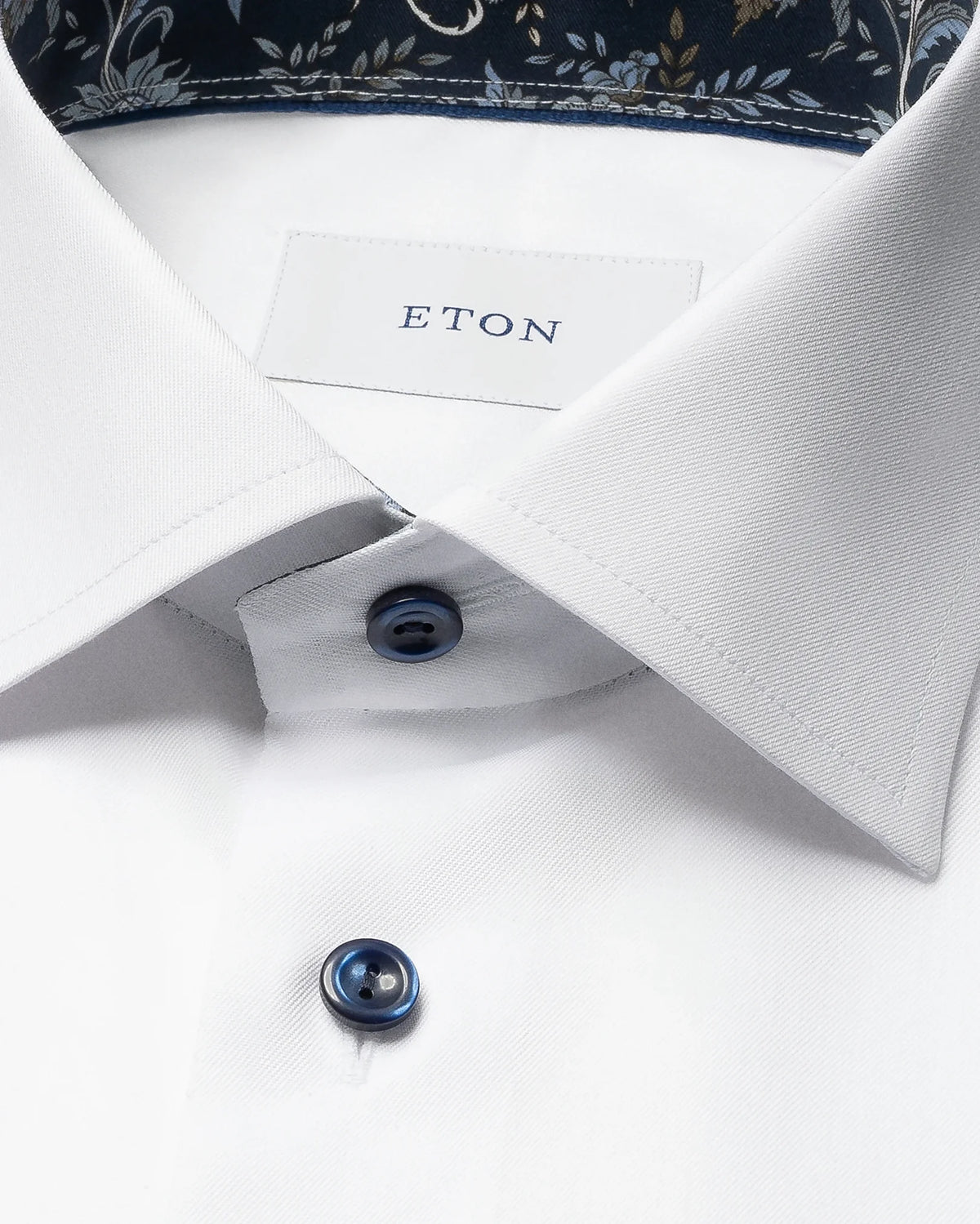 Eton White Shirt with Navy Buttons 1000 14551 00