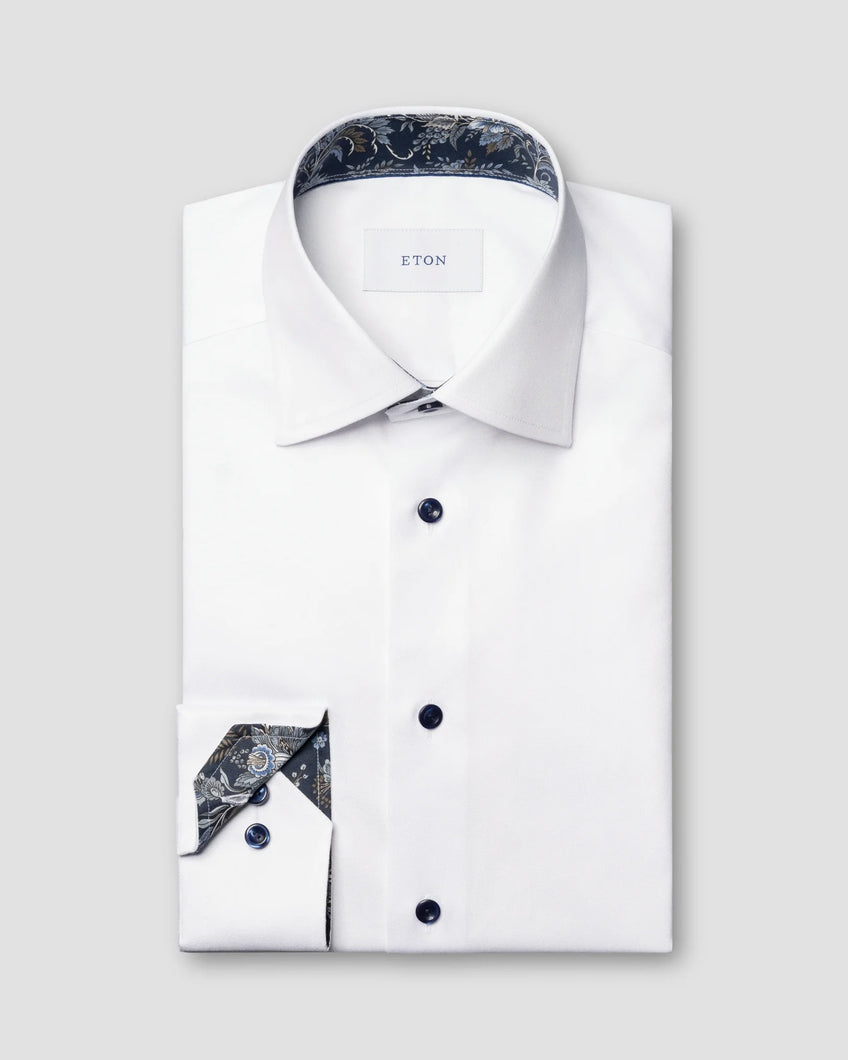 Eton White Shirt with Navy Buttons 1000 14551 00