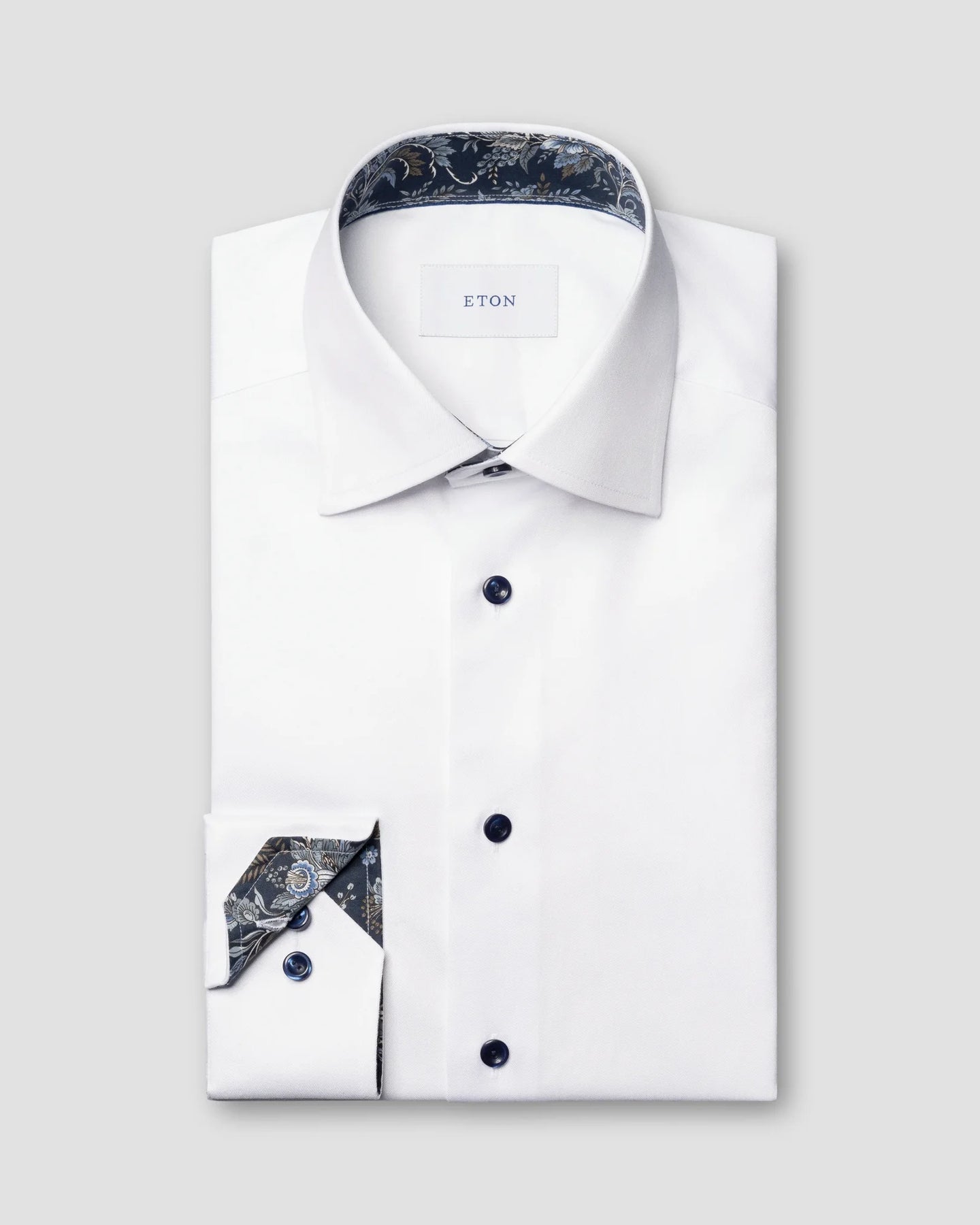 Eton White Shirt with Navy Buttons 1000 14551 00