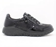 Load image into Gallery viewer, Waldläufer Lace Zip Low Wedge Shoe Black H89001 254 001