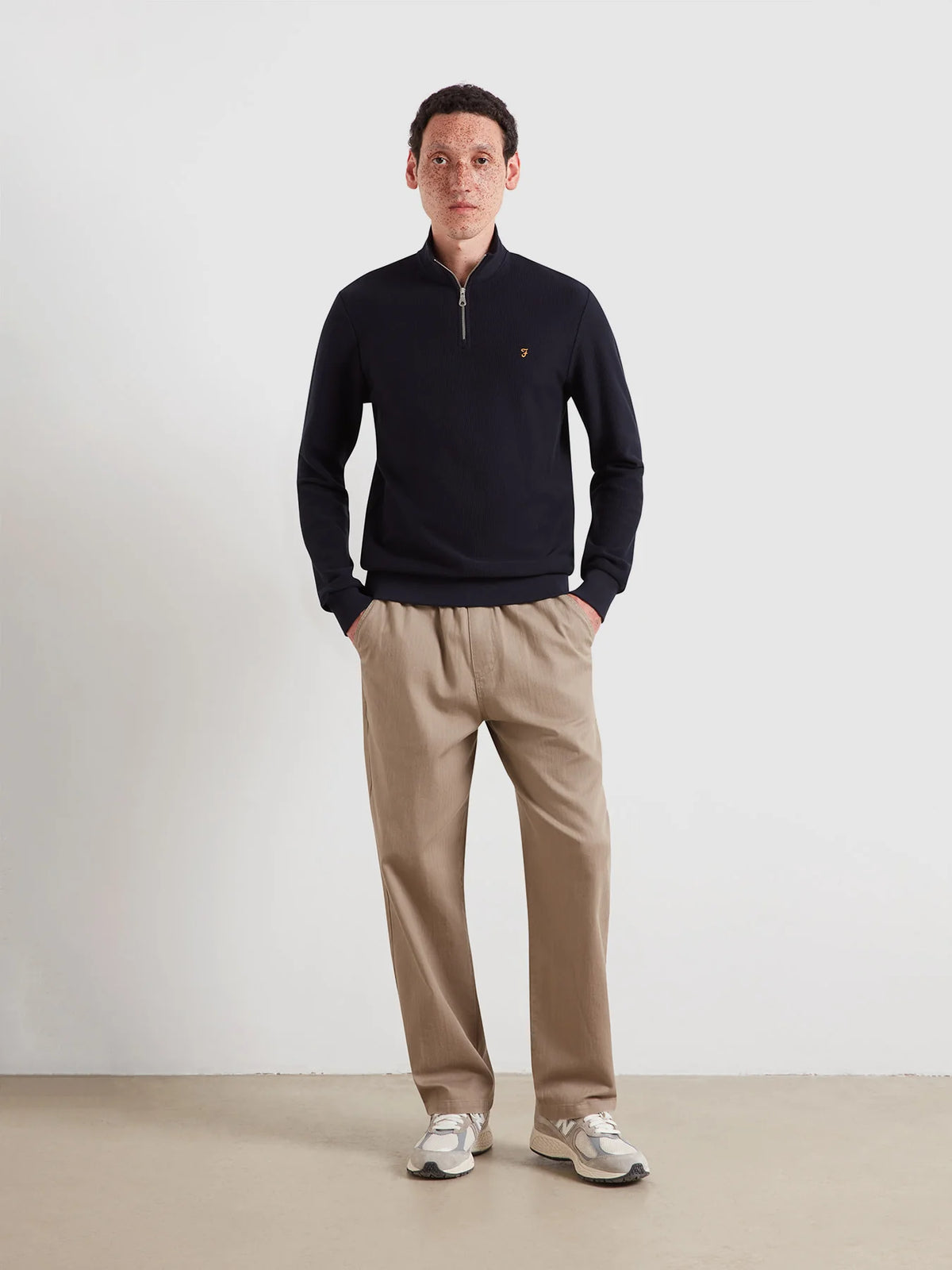 Farah Navy Zip Knit F4KFG020 412