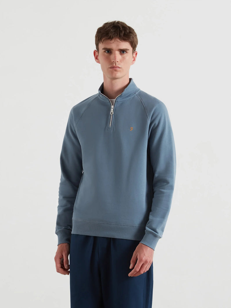 Farah Chalk Blue Zip Sweat f4ksb073 413