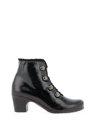 Jose Saenz | Block Heel Black Ankle Boots with Elasticated Front Straps | 5176