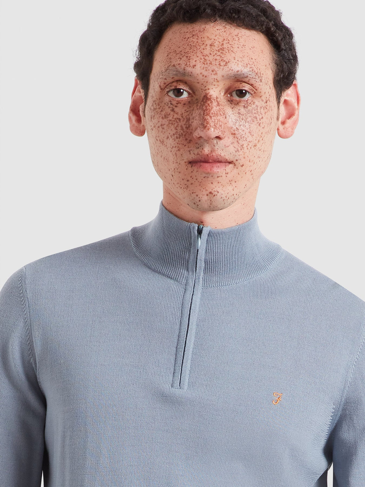 Farah Icelandic Blue Merino Zip Knit F4GF9082 926