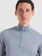 Farah Icelandic Blue Merino Zip Knit F4GF9082 926