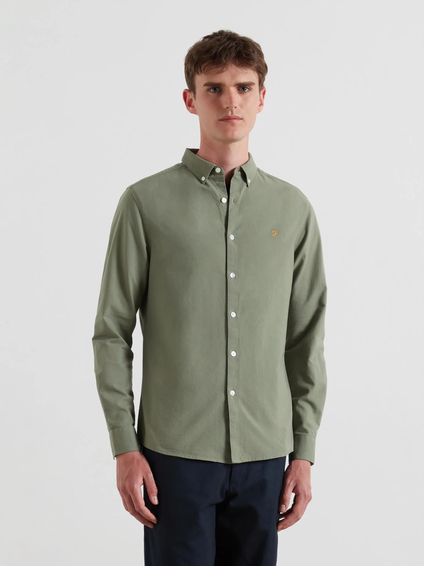 Farah Green Slim Fit Shirt f4wsb060 318