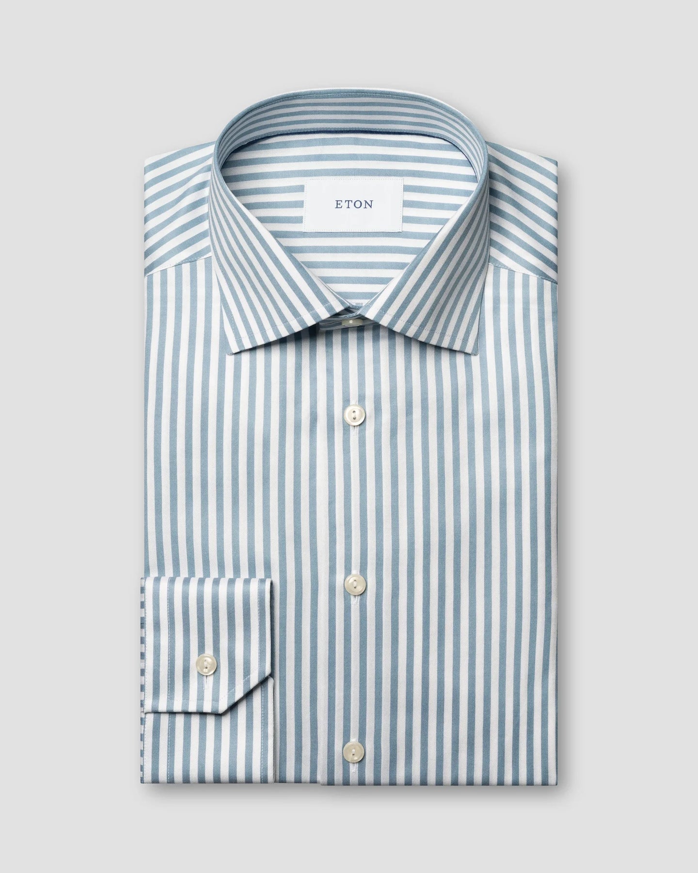 Eton | Bengal Striped Twill Cotton Shirt in Contemporary Regular Fit in Blue | 1000 14555 25
