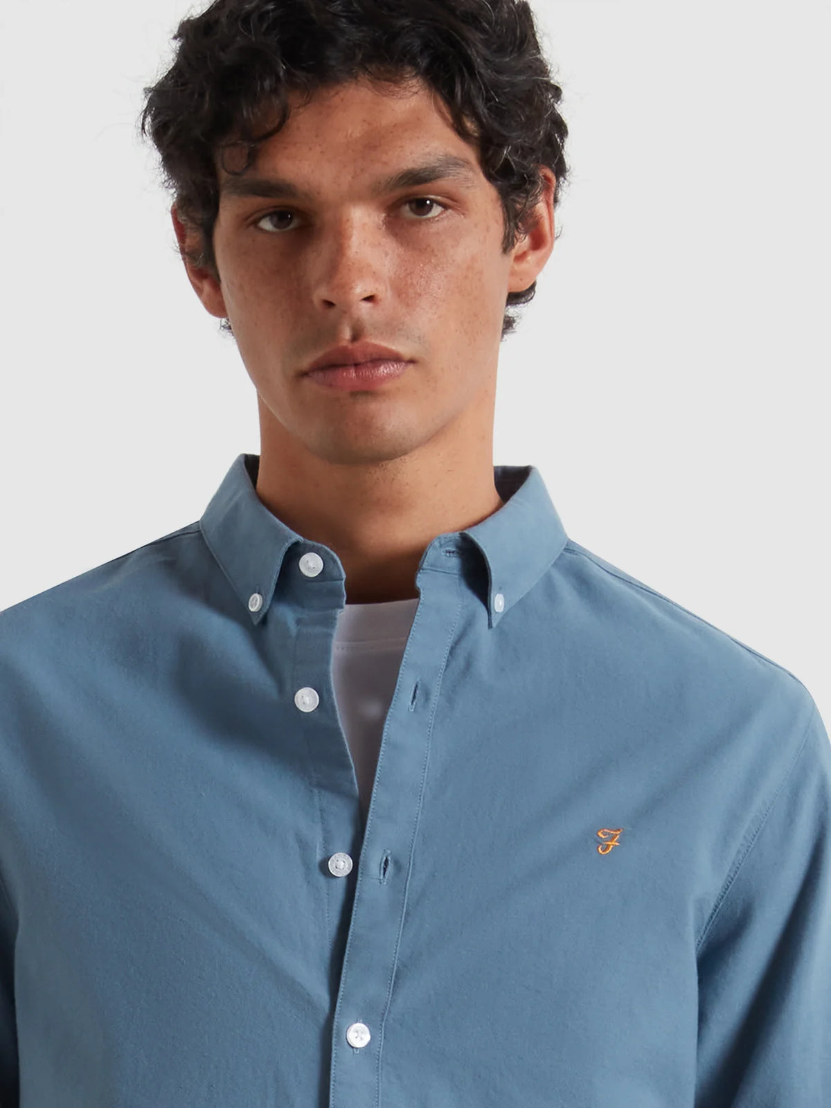 Farah Chalk Blue Slim Fit Shirt f4wsb060 413
