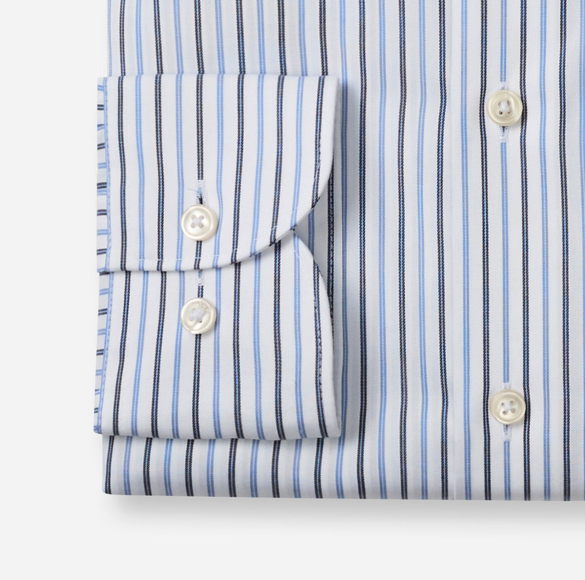 Olymp Comfort Fit White Shirt with Navy Blue Stripes 1146 24 11