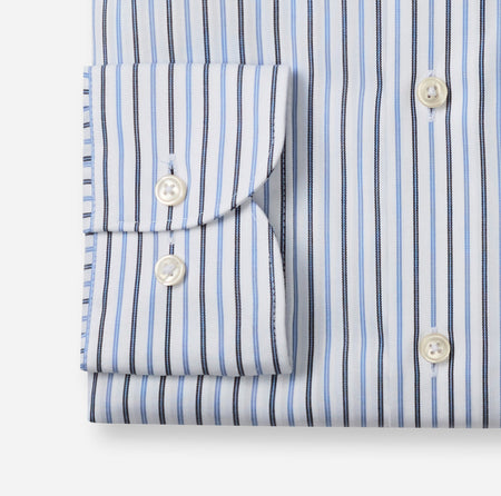 Olymp Comfort Fit White Shirt with Navy Blue Stripes 1146 24 11