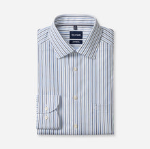 Load image into Gallery viewer, Olymp Comfort Fit White Shirt with Navy Blue Stripes 1146 24 11