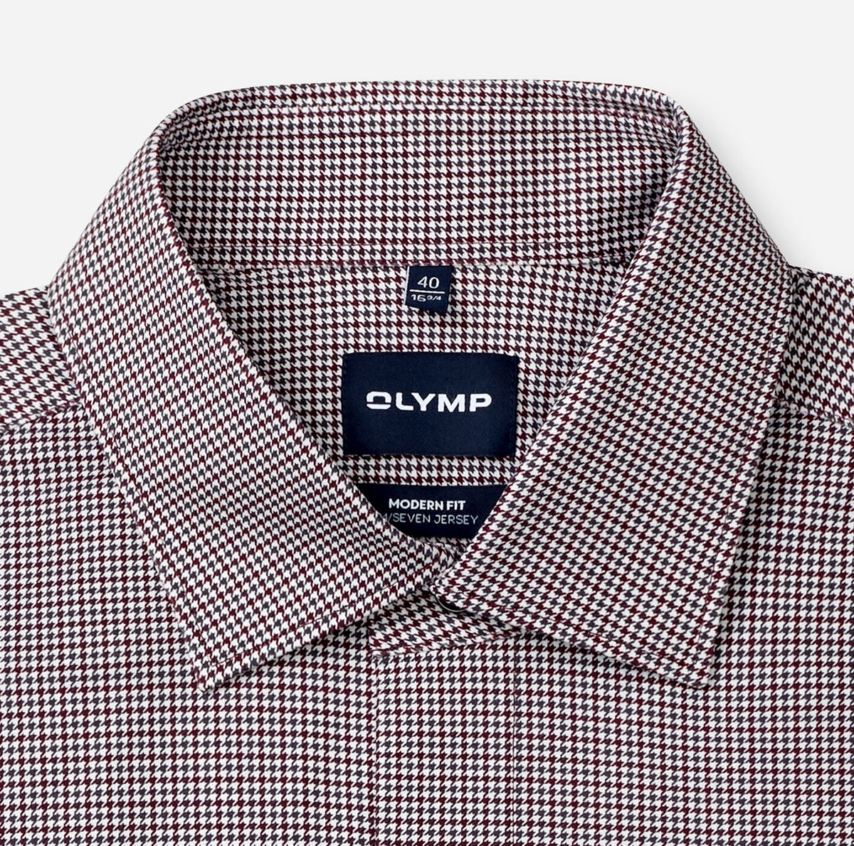 Olymp Burgundy Fine Houndstooth Shirt 1215 24 37