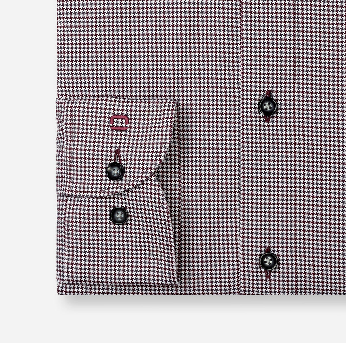 Olymp Burgundy Fine Houndstooth Shirt 1215 24 37