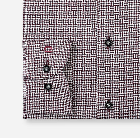 Olymp Burgundy Fine Houndstooth Shirt 1215 24 37
