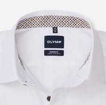 Load image into Gallery viewer, Olymp White Shirt with Brown Print Trim 1262 24 00