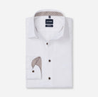 Olymp White Shirt with Brown Print Trim 1262 24 00