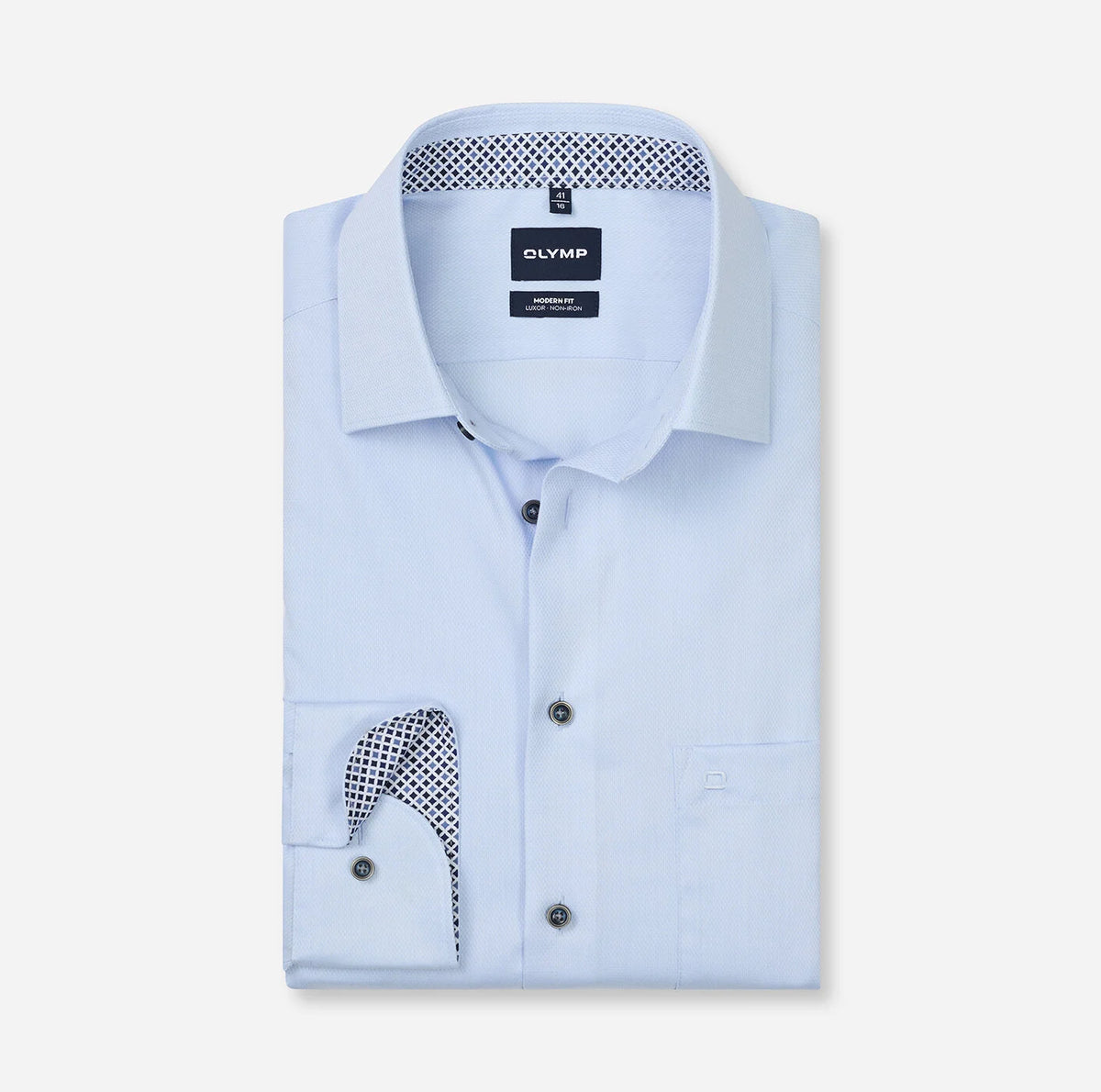 Olymp Blue Shirt with Navy Trim Buttons 1262 24 11