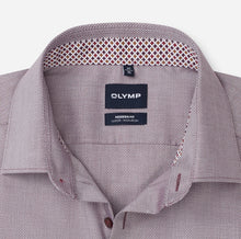 Load image into Gallery viewer, Olymp | Modern Regular Fit Shirt in Bordeaux with Brown Print Trim | 1262 24 37