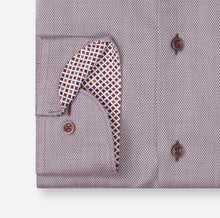 Load image into Gallery viewer, Olymp | Modern Regular Fit Shirt in Bordeaux with Brown Print Trim | 1262 24 37