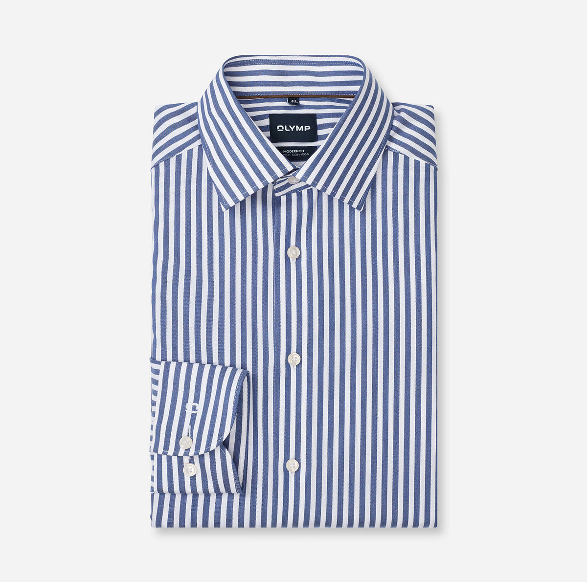 Olymp Marine Blue Striped Shirt 1288 24 18