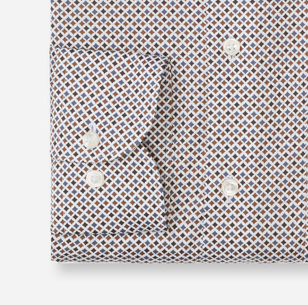 Olymp Printed Brown Beige Shirt 1308 24 27