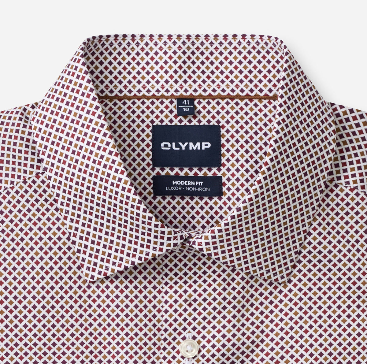 Olymp Printed Burgundy Rust Shirt 1308 24 37