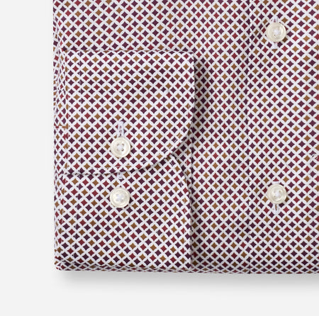Olymp Printed Burgundy Rust Shirt 1308 24 37