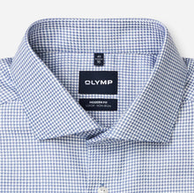 Load image into Gallery viewer, Olymp Blue Houndstooth Shirt 1364 24 19