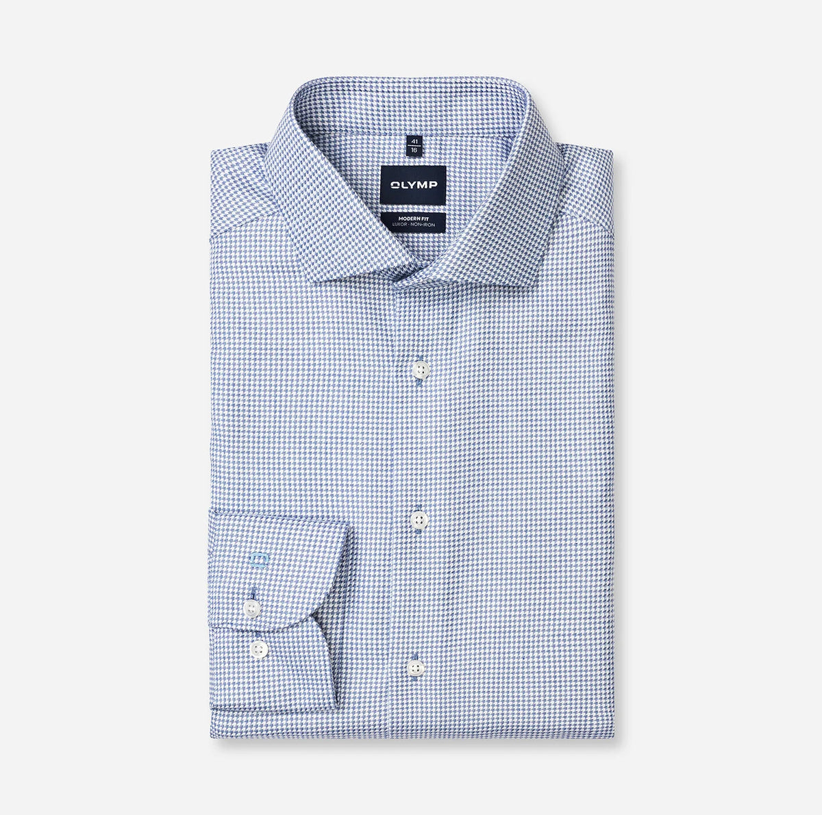 Olymp Blue Houndstooth Shirt 1364 24 19