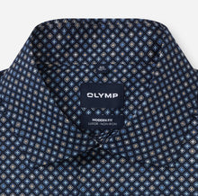 Load image into Gallery viewer, Olymp | Modern Regular Fit Shirt in Navy with Blue &amp; Beige Print | 1374 24 18