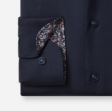 Load image into Gallery viewer, Olymp | Slim Body Fit Textured Cotton Shirt in Navy with Trim | 2082 24 18
